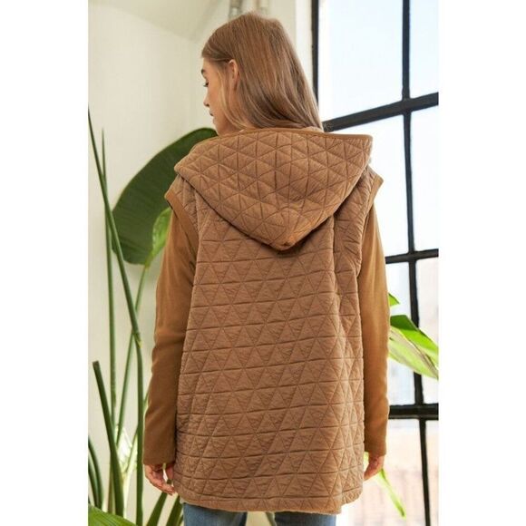 Davi & Dani Solid Long Sleeve Zipper Front Hoodie Jacket Size 1XL Brown - Picture 3 of 10